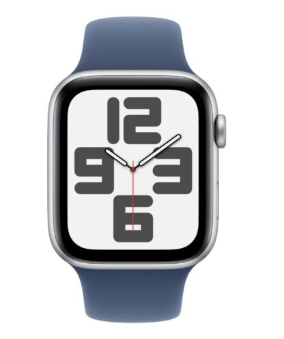 Apple Watch SE GPS 44mm Silver Aluminium Case with Denim Sport Band - S/M