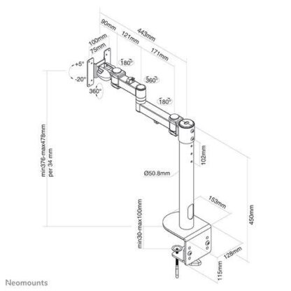 Neomounts Screen TV Desk Clamp Full Mot 10"-49" - Image 2