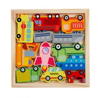 WOODEN PUZZLES WITH CARS, 12 PIECES