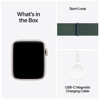 Apple Watch SE GPS + Cellular 44mm Starlight Aluminium Case with Lake Green Sport Loop - Image 3