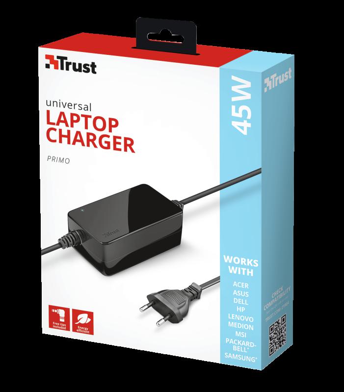 Trust Primo 45W Universal Laptop Charger - EU Supplies