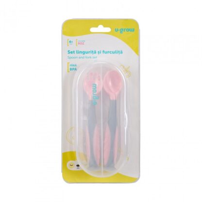 Spoon and fork set, pink, U-Grow - Image 4