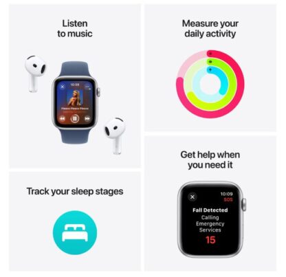 Apple Watch SE GPS 44mm Starlight Aluminium Case with Lake Green Sport Loop - Image 6
