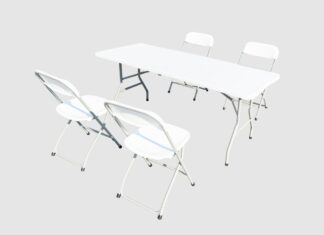 HR SET TABLE WITH 4 FOLDABLE PLASTIC CHAIRS