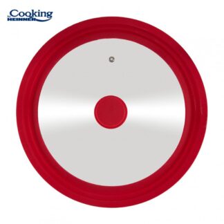 SET OF 3 BOTTLE LIDS WITH ADJUSTABLE SILICONE RIMS 16/18/20 CM; 22/24/26 CM; 28/30/32 CM; RED