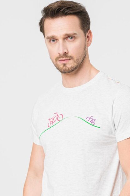 Casual T-shirt Bicycle Family Men Light Gray-Xxl - Image 4