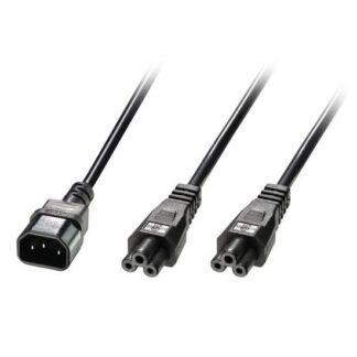 Power cable IEC C14 to 2 x IEC C5 Splitter Extension Cable, Black, 2.5m