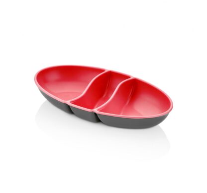 APPETIZER TRAY WITH 3 COMPARTMENTS 25.5 x 15 x 3 CM, RED