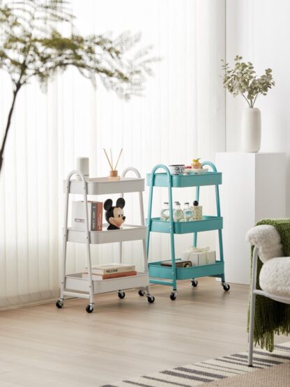3-SHELF STORAGE TROLLEY TURQUOISE - Image 7