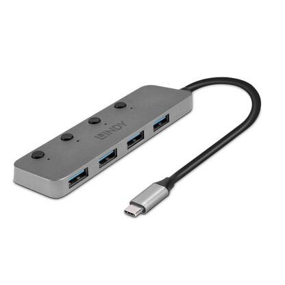 Hub Lindy 4 Port USB 3.2 On/Off button