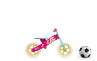 WOODEN BALANCE BIKE, SEVEN, MODEL MINNIE, 12 INCH, PINK BLUE