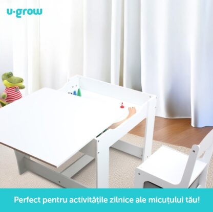 Table and 2 chairs set, white MDF, U-Grow - Image 8