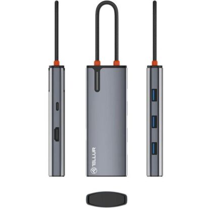 USB-C 3.0 Hub Tellur Basic, 4 port, gray - Image 4