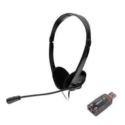 Headphones with mic. Spacer, wired, black