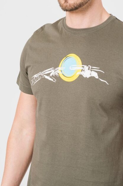 Men's Casual T-Shirt Bicycle Hand Castor Gray-S - Image 5
