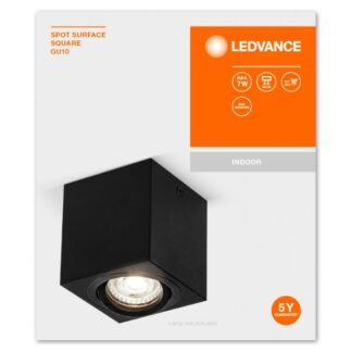SPOT SURFACE SQUARE BK GU10 LEDV