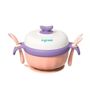 Thermal bowl with non-slip base, purple
