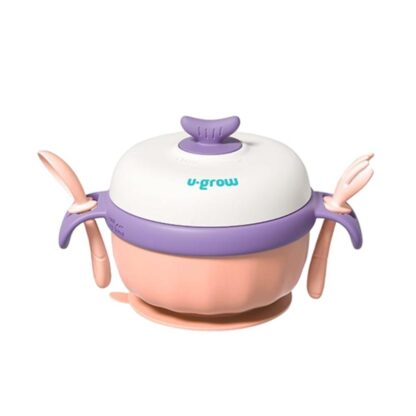 Thermal bowl with non-slip base, purple