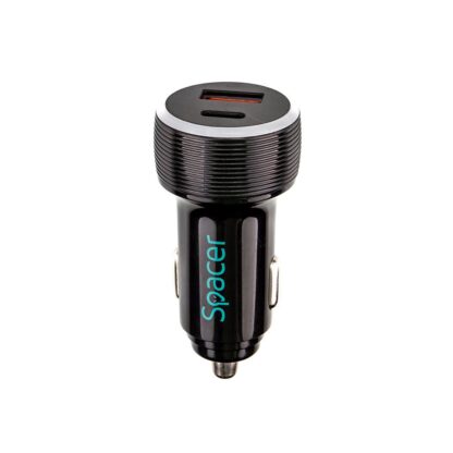 Car charger Spacer USB-A&C 17W black