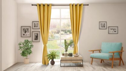 Set of 2 velvet curtains 140x270 cm - Yellow