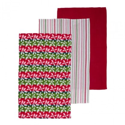 Set of 3 Red Xmas kitchen towels