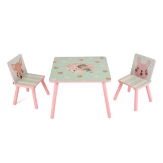 Set of 2 chairs + desk Pink Forest