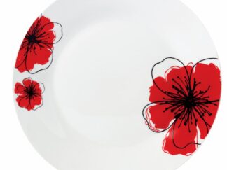 PORCELAIN PLATE 23CM, RED FLOWERS