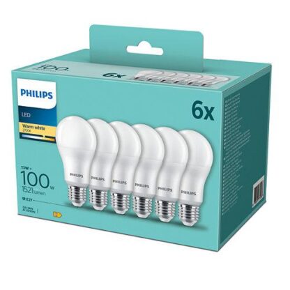 Set 6X Led bulb PHILIPS E27 A67 13W (100W)