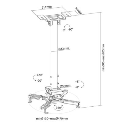 Neomounts Projector Ceiling Mount 60-90cm - Image 5