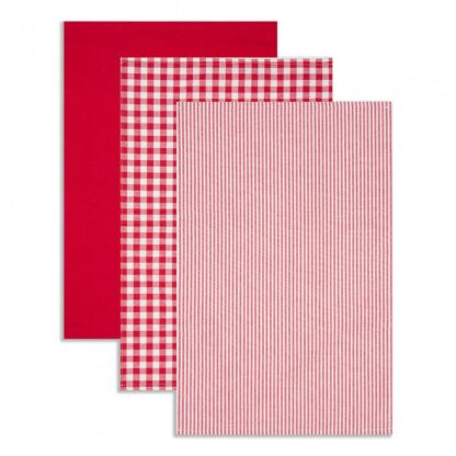 Set of 3 red kitchen towels