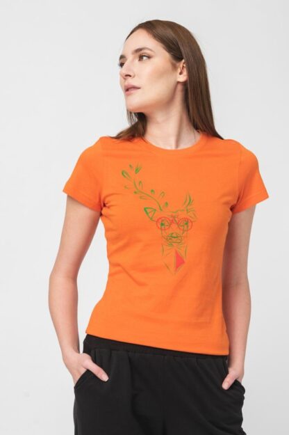 Orange-Xl Women's Deer Family T-Shirt - Image 4
