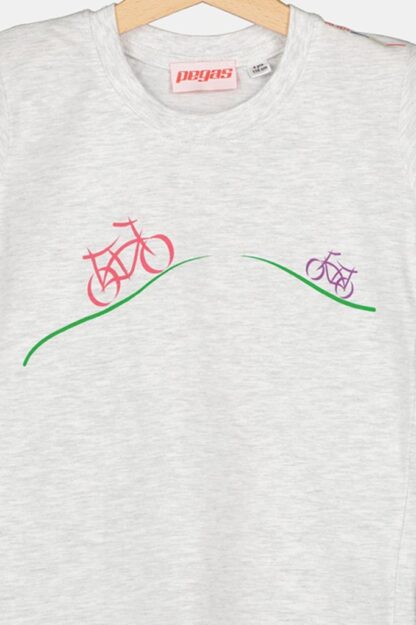 Casual T-shirt Bicycles Family Kids Light Gray-Xxl - Image 3