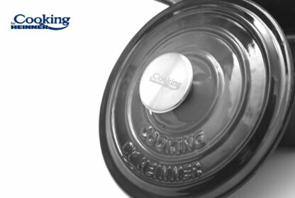 ENAMELED CAST IRON POT+LID 24x11.5CM,4L,MARBLE GREY - Image 8