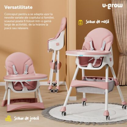 2 in 1 dining chair, foldable, pink - Image 3