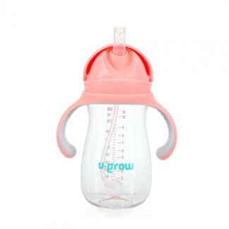 Tritan straw cup, pink, 300ml, U-Grow