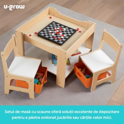 Table and 2 chairs set, natural wood, U-Grow - Image 11