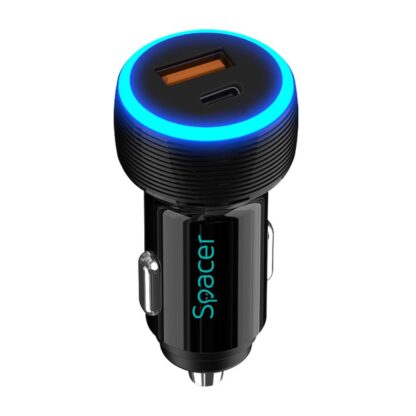 Car charger Spacer USB-A&C 17W black - Image 4