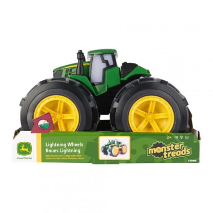 Large wheeled tractor with lights