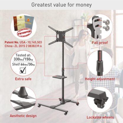 Barkan Mobile TV Mount Cart+Self 32"-83" - Image 3