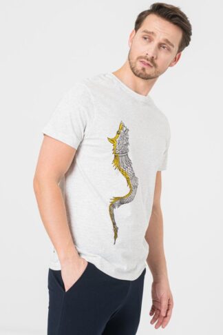 Dracon Men's Light Gray-S Casual T-Shirt