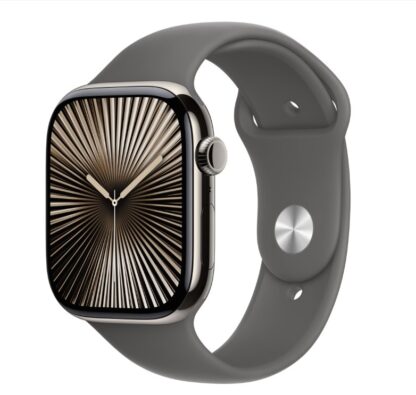 Apple Watch Series 10 GPS + Cellular 46mm Natural Titanium Case with Stone Grey Sport Band - M/L - Image 2