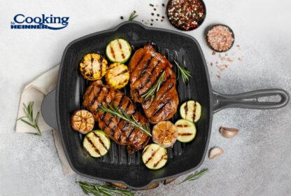 GRILL PAN CAST IRON ENAMELED 26.5X4.5 CM, MARBLE GREY - Image 5