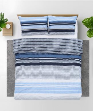 Lenjerie dubla,100% bumbac,4 piese, Azul