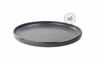 Set of 6 flat plates, ceramic 27 cm, CALYPSO