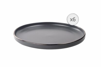 Set of 6 flat plates, ceramic 27 cm, CALYPSO