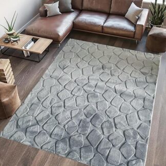 Carpet, embossed pattern,Stone,120x160 Grey