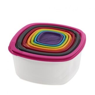 SET OF 7 SQUARE FOOD CASSEROLES WITH LIDS