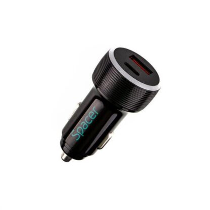 Car charger Spacer USB-A&C 17W black - Image 2
