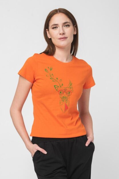 Orange-Xl Women's Deer Family T-Shirt
