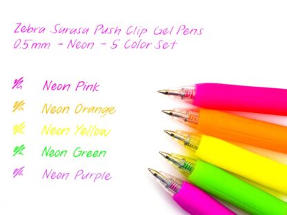 Neon gel pen 5 colors / Zebra set - Image 2